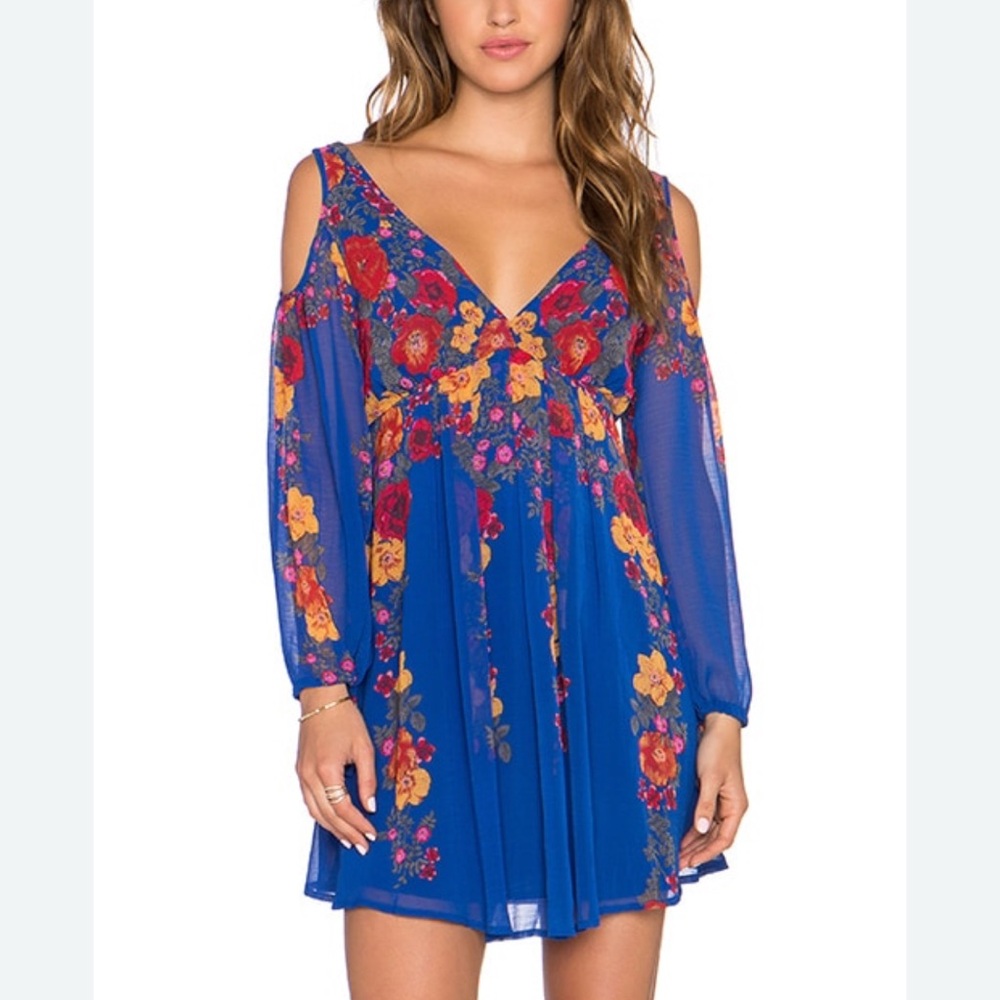 Free People Vibrant Floral Long Sleeve Dress